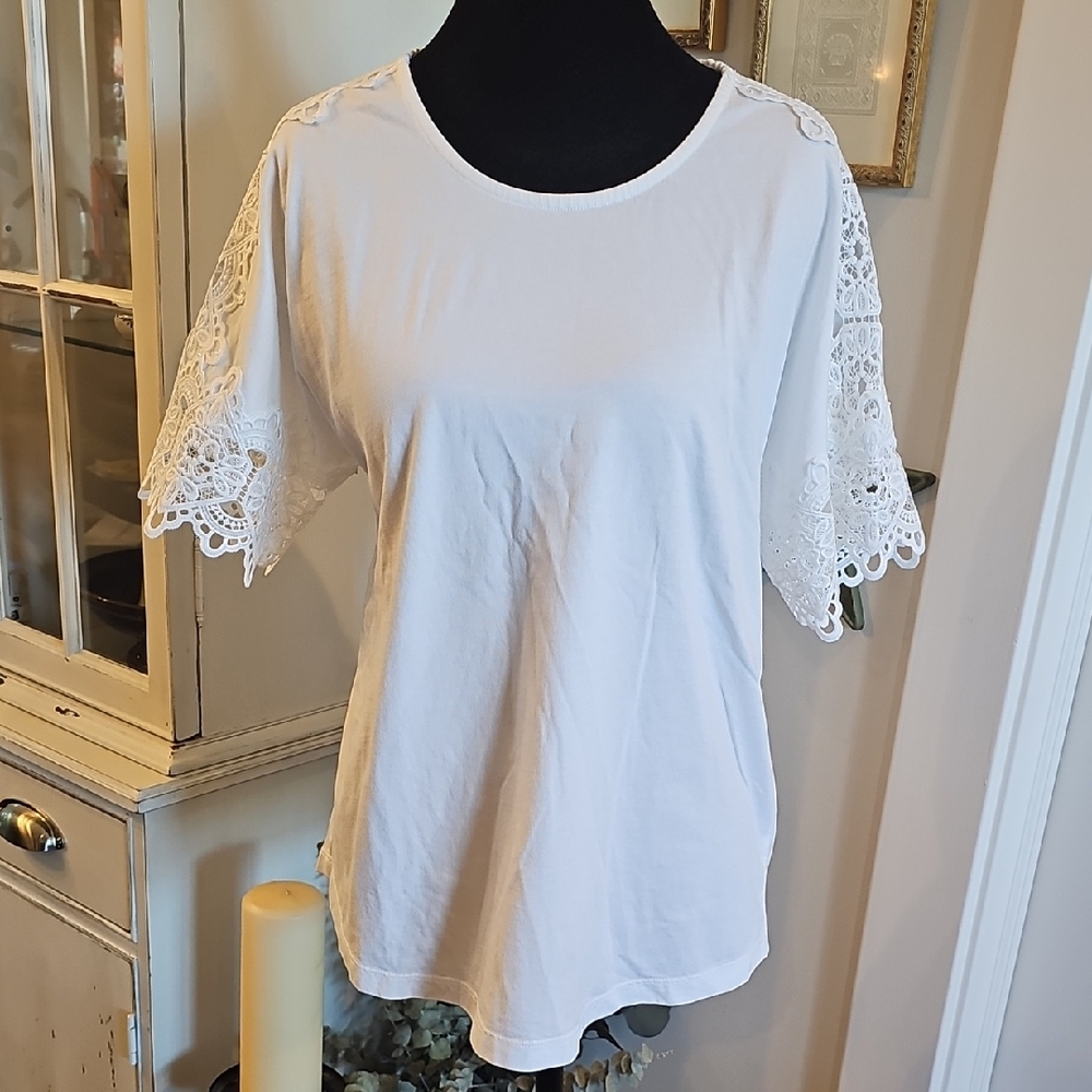 SOFT SURROUNDINGS Sabrina Lace-Trimmed Top Size XS‎